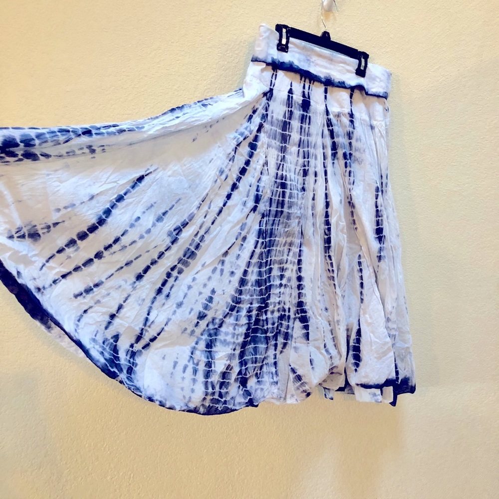 100% cotton tie dye skirt w/ fold over waist band